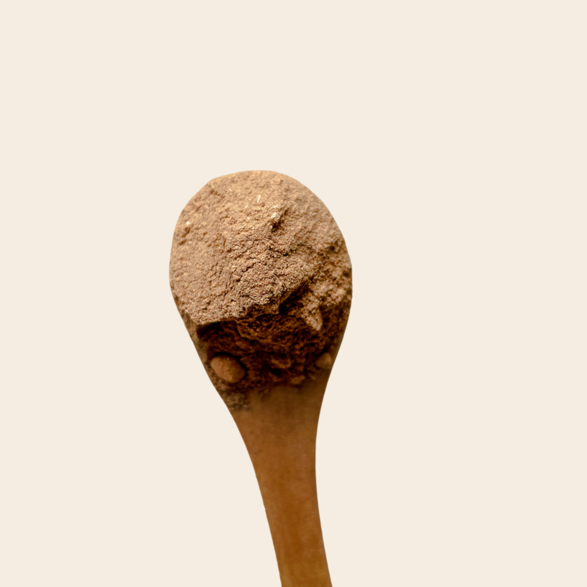 Compound Cocoa-Free Cocoa Powder displayed on a wooden spoon